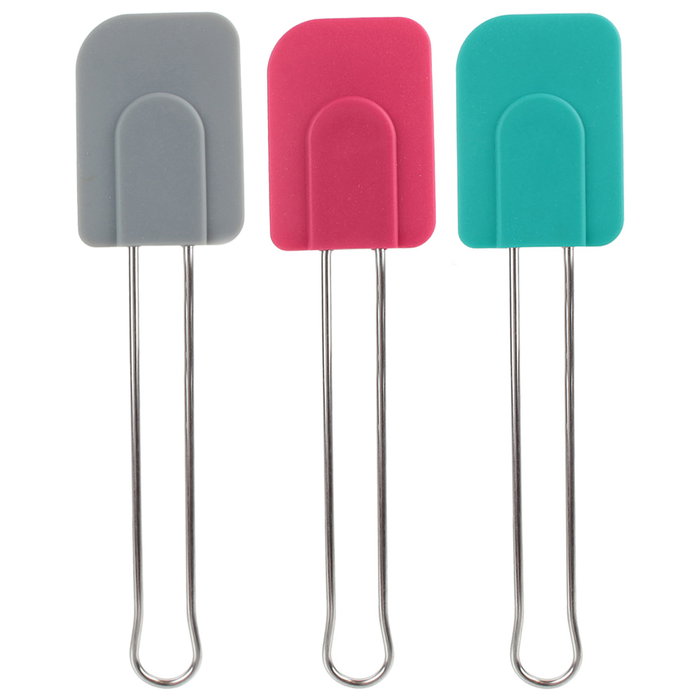 Lily Cook Espátula de Silicona Surtida - Resistente y Flexible - 6x1.2 cm, H.24 cm - Colores Fucsia, Turquesa, Gris