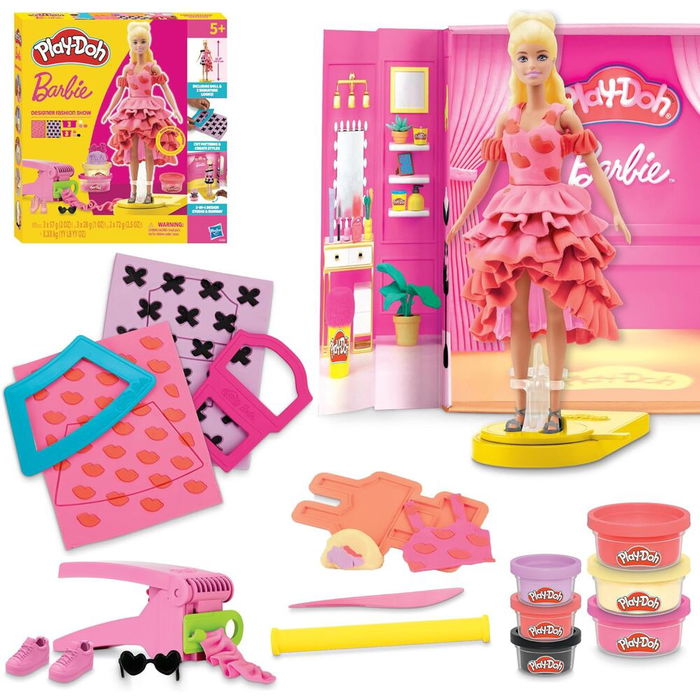 Hasbro Play-Doh Desfile de Moda Barbie Estudio y Pasarela 2 en 1 para +5 años con Modas y Accesorios