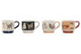 DKD Home Decor Juego de 4 tazas de porcelana Gatitos Multicolor 300ml