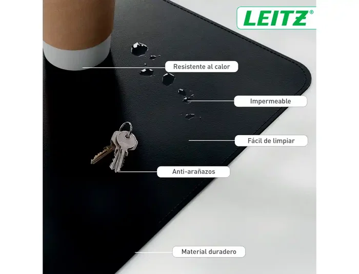 Leitz Alfombrilla de Sobremesa Grande, Protector de Escritorio Impermeable, 80x40 cm, Negro