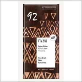 VIVANI Chocolate Negro 92% Panama Azúcar Flor de Coco 80g Orgánico Certificado Rainforest Alliance Vegano