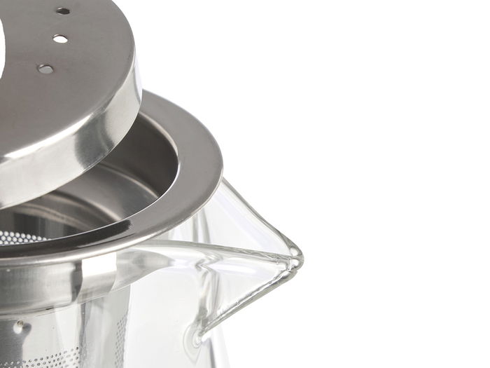 Vivalto Tetera con Asa y Filtro de Acero Inoxidable, 550 ml, Vidrio y Metal, 13.4x12.5x8.5 cm (Set de 12)