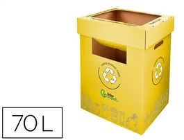 Liderpapel Contenedor Papelera Reciclaje para Envases 70L Amarillo 450x350x650mm Cartón Reciclado