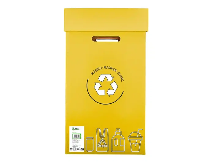 Liderpapel Contenedor Papelera Reciclaje para Envases 70L Amarillo 450x350x650mm Cartón Reciclado