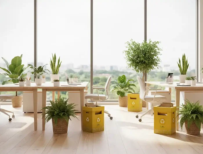 Liderpapel Contenedor Papelera Reciclaje para Envases 70L Amarillo 450x350x650mm Cartón Reciclado