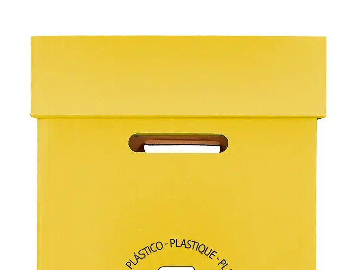 Liderpapel Contenedor Papelera Reciclaje para Envases 70L Amarillo 450x350x650mm Cartón Reciclado