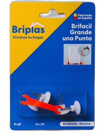 BRIPLAS Cuelga Fácil Cuadros 1 Punta Grande (Pack de 4)