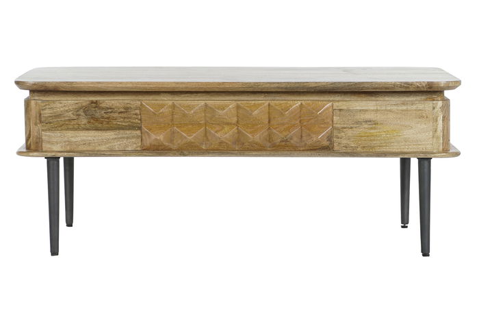 DKD Home Decor Mesa Centro Colonial Natural Gris Oscuro Mango Metal 60 x 46 x 116 cm