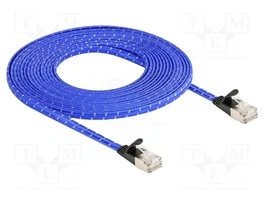 DeLOCK Cable de red plano Cat.6A U/FTP 5 m azul con revestimiento trenzado