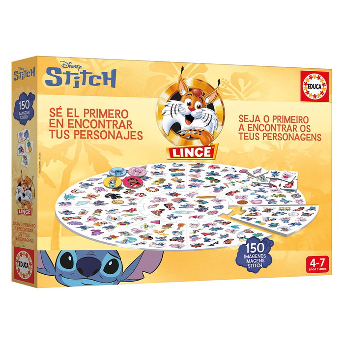 EDUCA Lince Stitch 150 Imágenes 20610 - Juego de Observación y Rapidez con Stitch y sus amigos Disney, en Español