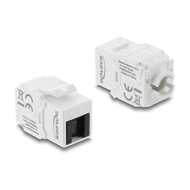 DeLOCK 90799 Módulo Keystone RJ45 a LSA Cat.6 UTP sin herramientas con tapa de polvo Blanco/Negro.