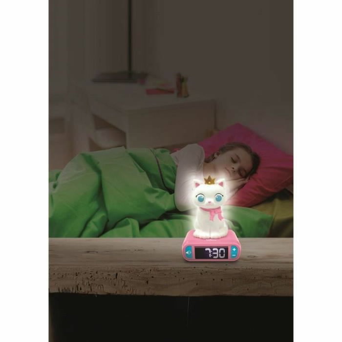 Lexibook Despertador con luz nocturna de gato 3D y efectos de sonido