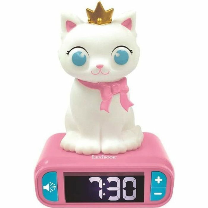 Lexibook Despertador con luz nocturna de gato 3D y efectos de sonido
