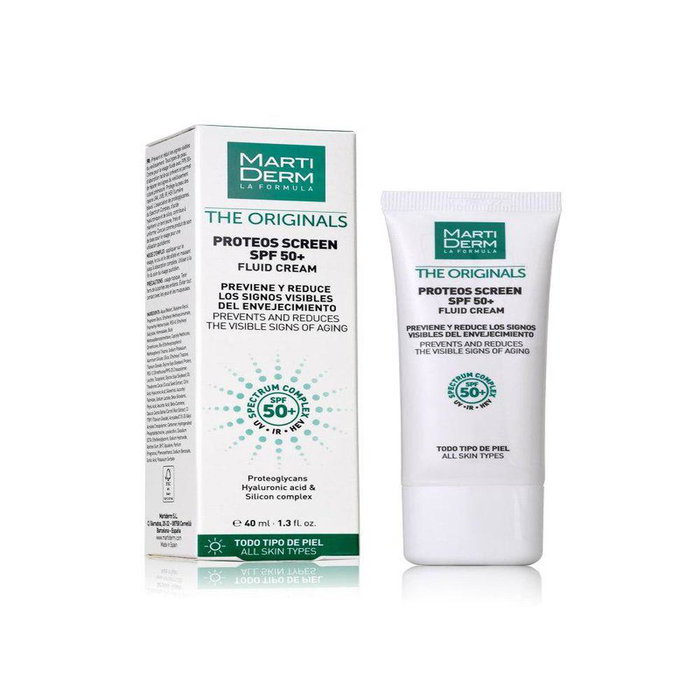 Martiderm THE ORIGINALS PROTEOS SCREEN Crema Facial SPF50+ 40 ml - Protección Alta UVA/UVB/IR/Luz HEV, Textura Cream-to-Powder, Antiaging con Ácido Hialurónico y Silicio Martiderm THE ORIGINALS PROTEOS SCREEN Crema Facial SPF50+ 40 ml - Protección Alta UVA/UVB/IR/Luz HEV, Textura Cream-to-Powder, Antiaging con Ácido Hialurónico y Silicio