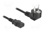 DeLOCK 81299 Cable de alimentación con enchufe CEE 7/7 de 90° e IEC C13, 1 m, Negro