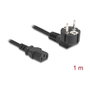 DeLOCK Cable de alimentación 81299, 1 m, Enchufe E+F 90° a IEC C13, Negro