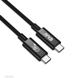 Club 3D CAC-1575 Cable USB4 Tipo C certificado 20Gbps 240W 48V/5A EPR 4K60Hz Macho a Macho 2m Negro