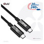 Club3D Cable USB 4 USB-C PD 240W 20 Gbit/s 2m Negro CAC-1575