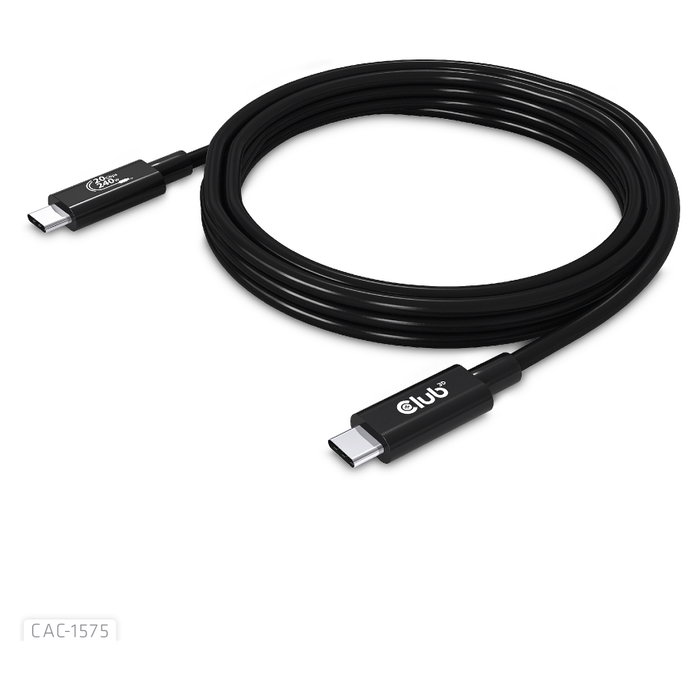 Club3D Cable USB 4 USB-C PD 240W 20 Gbit/s 2m Negro CAC-1575