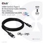Club3D Cable USB 4 USB-C PD 240W 20 Gbit/s 2m Negro CAC-1575
