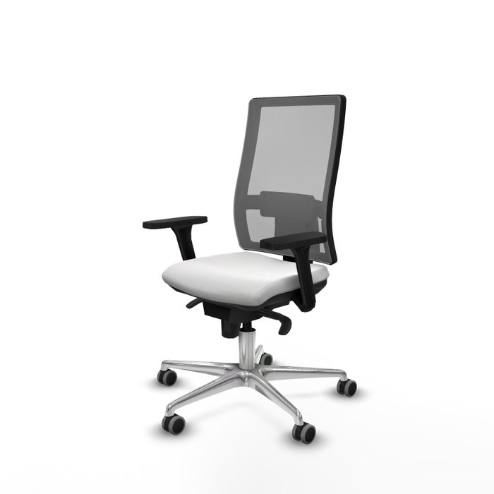 PIQUERAS Y CRESPO Silla de oficina Horna con mecanismo Sincro, Tela Blanca y Malla Gris