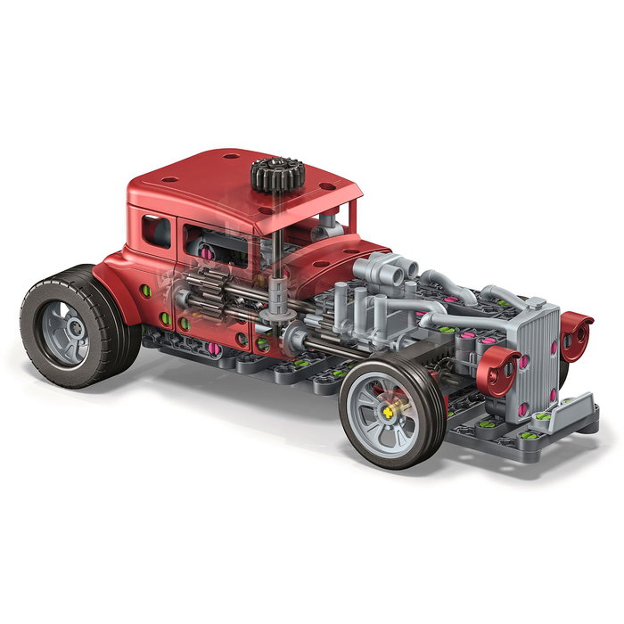 Clementoni Fire Hot Rod Mecánico Kit de Construcción 55664 - Juguete STEM con Ruedas Direccionales y Pistones para Niños +8 Años