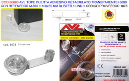 Tope de puerta adhesivo con retenedor M970 Blanco 100x35mm
