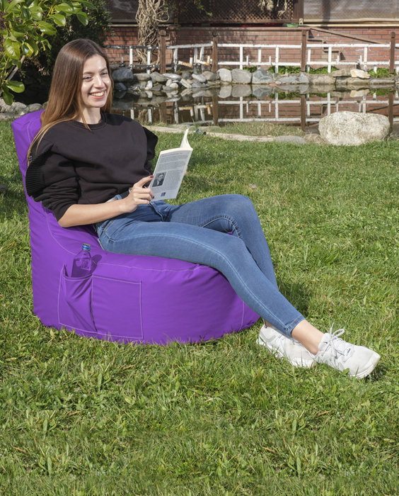 Atelier Del Sofa Saco de Judías para Jardín Morado Impermeable de Puf para Exterior, Comodidad Duradera de 70x80x35 cm Atelier Del Sofa Saco de Judías para Jardín Morado Impermeable de Puf para Exterior, Comodidad Duradera de 70x80x35 cm