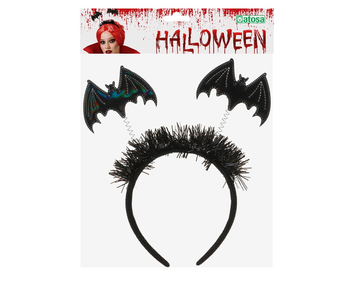 Diadema Halloween Murciélagos Negros Saltarines Brillantes para Disfraz