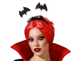 Diadema Halloween Murciélagos Negros Saltarines Brillantes para Disfraz