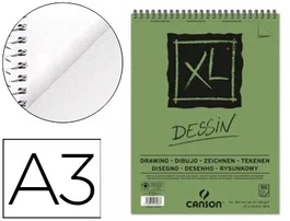 Canson Bloc Dibujo XL Dessin DIN A3 Liso Microperforado Espiral 29,7x42 cm 50 Hojas 160 gr/m2