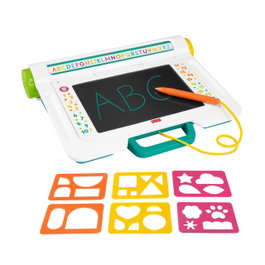 Fisher-Price Pizarra Mágica LCD Jdl70 con 6 Plantillas y 6 Paneles Giratorios para Dibujar y Escribir - Portátil para Niños +3 Años