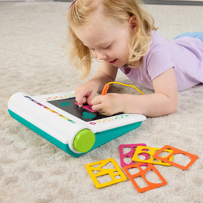 Fisher-Price Pizarra Mágica JDL70 para Niños, Dibujar y Escribir, Pantalla LCD Borrable, Incluye Plantillas, +3 Años