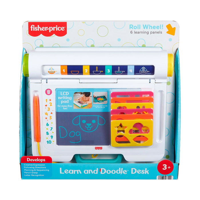 Fisher-Price Pizarra Mágica JDL70 para Niños, Dibujar y Escribir, Pantalla LCD Borrable, Incluye Plantillas, +3 Años
