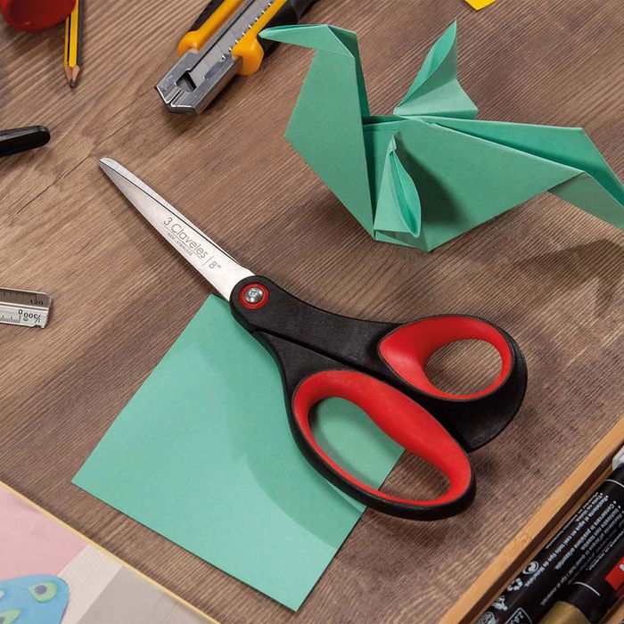 3 Claveles Tijera Multiusos Acero Inoxidable 20 cm / 8 Pulgadas Mangos TPR