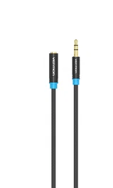 Vention VAB-B06-B100-M Cable de Audio 3.5mm Jack Estéreo Macho a Hembra 1 Metro Negro para Conectar Dispositivos