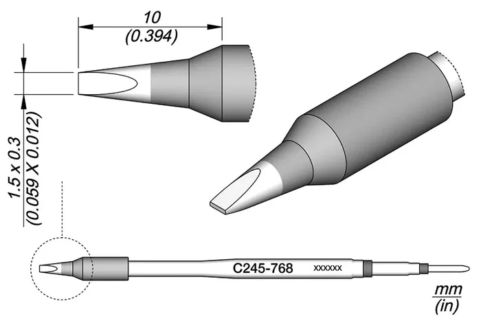 JBC TOOLS Punta de soldadura tipo destornillador 0,3x1,5mm