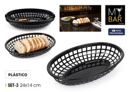 Inde Set 3 Cestas Pan Oval Pp 24x14x4 cm, 18g, 2.38 kg (24 Unidades)