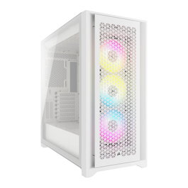 Corsair iCUE 5000D RGB Airflow Torre Media Blanca ATX con Ventana de Vidrio Templado para Gaming, Control de Ventiladores y RGB