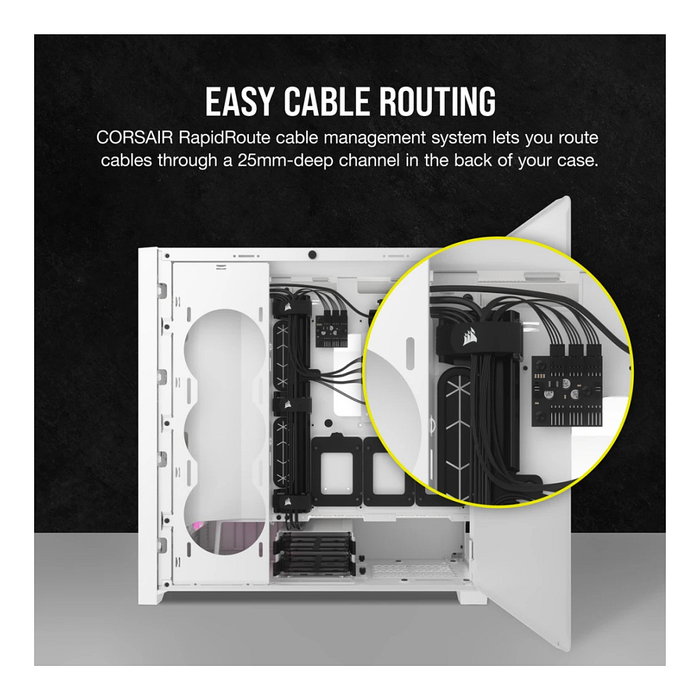 Corsair iCUE 5000D RGB Airflow Torre Media Blanca ATX con Ventana de Vidrio Templado para Gaming, Control de Ventiladores y RGB Corsair iCUE 5000D RGB Airflow Torre Media Blanca ATX con Ventana de Vidrio Templado para Gaming, Control de Ventiladores y RGB