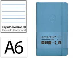 Antartik A6 Cuaderno Tapa Blanda Rayas Azul Claro 100 Hojas 80gr FSC