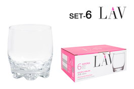 Adora Set de 6 Vasos de Agua, 290 cc / 7 x 7 x 8.7 cm - Conjunto de Cristalería (8 Cajas)