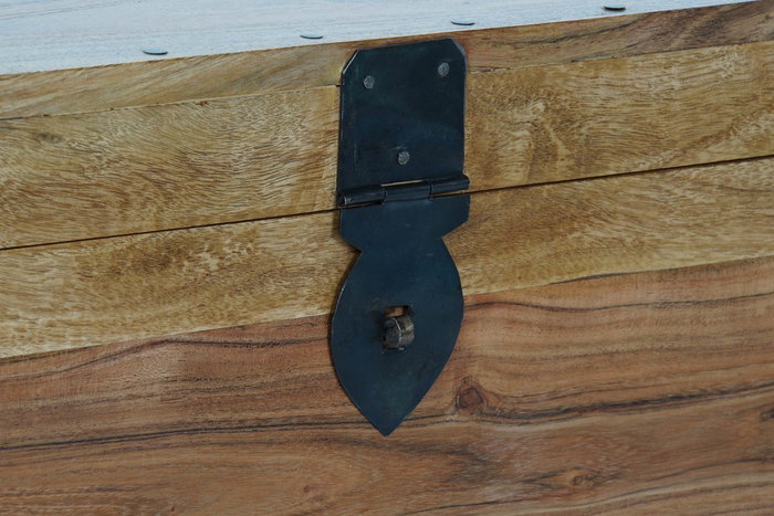 DKD Home Decor Baúl Colonial Natural Madera Maciza Acacia 79x39x34 cm Hecho a Mano