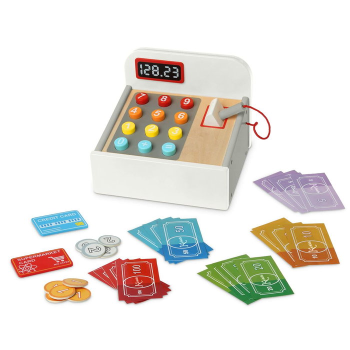 KioKids Caja Registradora de Madera con Accesorios para Supermercado KioKids Caja Registradora de Madera con Accesorios para Supermercado