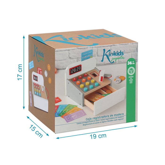 KioKids Caja Registradora de Madera con Accesorios para Supermercado KioKids Caja Registradora de Madera con Accesorios para Supermercado