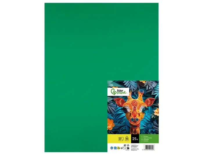 Liderpapel Cartulina Verde Navidad 50x65 cm 180g/m2 Paquete 25 Hojas para Dibujo y Manualidades
