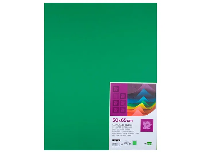 Liderpapel Cartulina Verde Navidad 50x65 cm 180g/m2 Paquete 25 Hojas para Dibujo y Manualidades