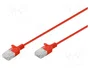Digitus Cable de conexión CAT 6 U-UTP Slim, 0,3 m, Rojo