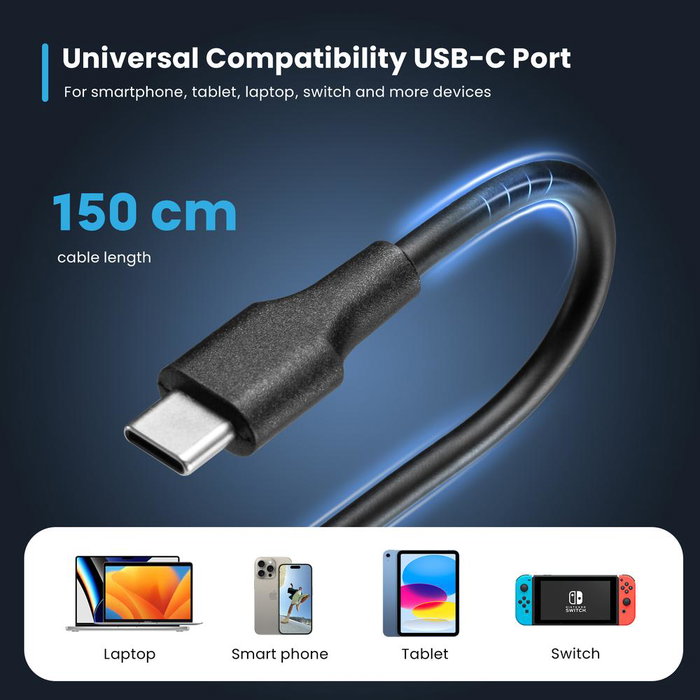 Ewent EW3980 Adaptador de Corriente para Portátil USB Tipo-C 65W Ultra Compacto con Protecciones (Sobrevoltaje, Cortocircuito)