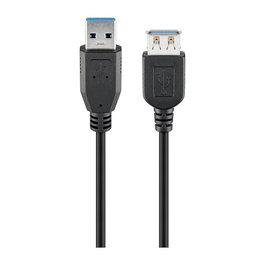 Goobay Cable Extensión USB 3.0 SuperSpeed 3 m (93999) [USB-A Macho a Hembra] Negro - USB 3.2 Gen 1, 5 Gbit/s